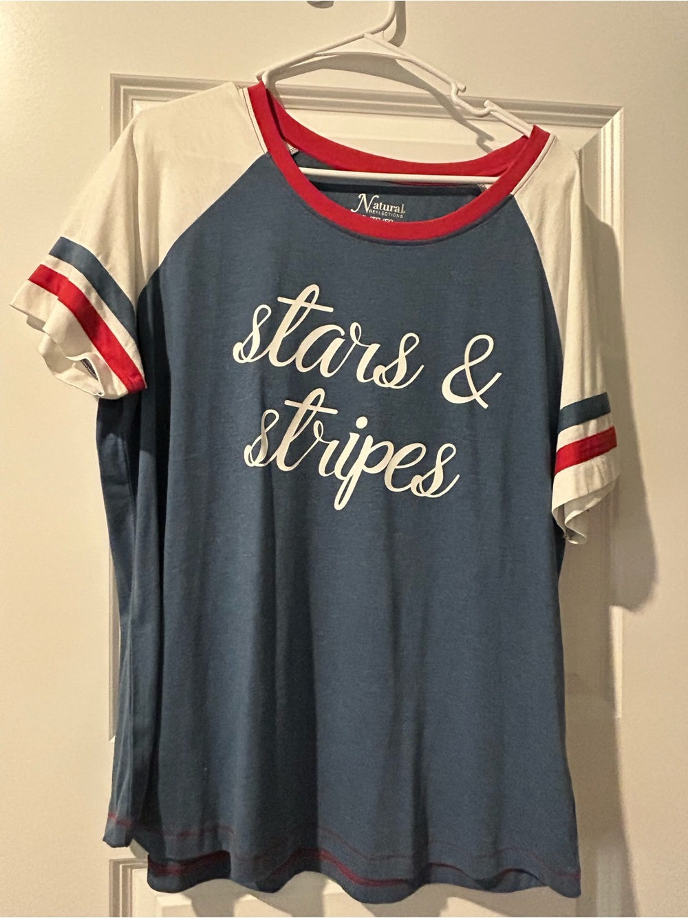 Womens  'Stars & Stripes' Blue Raglan Tee